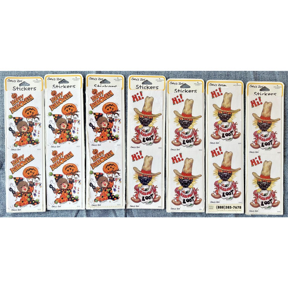 Suzy's Zoo 2 Types of Halloween Themed Sticker Sheets Lot of 7 SKU - Picture 1 of 2